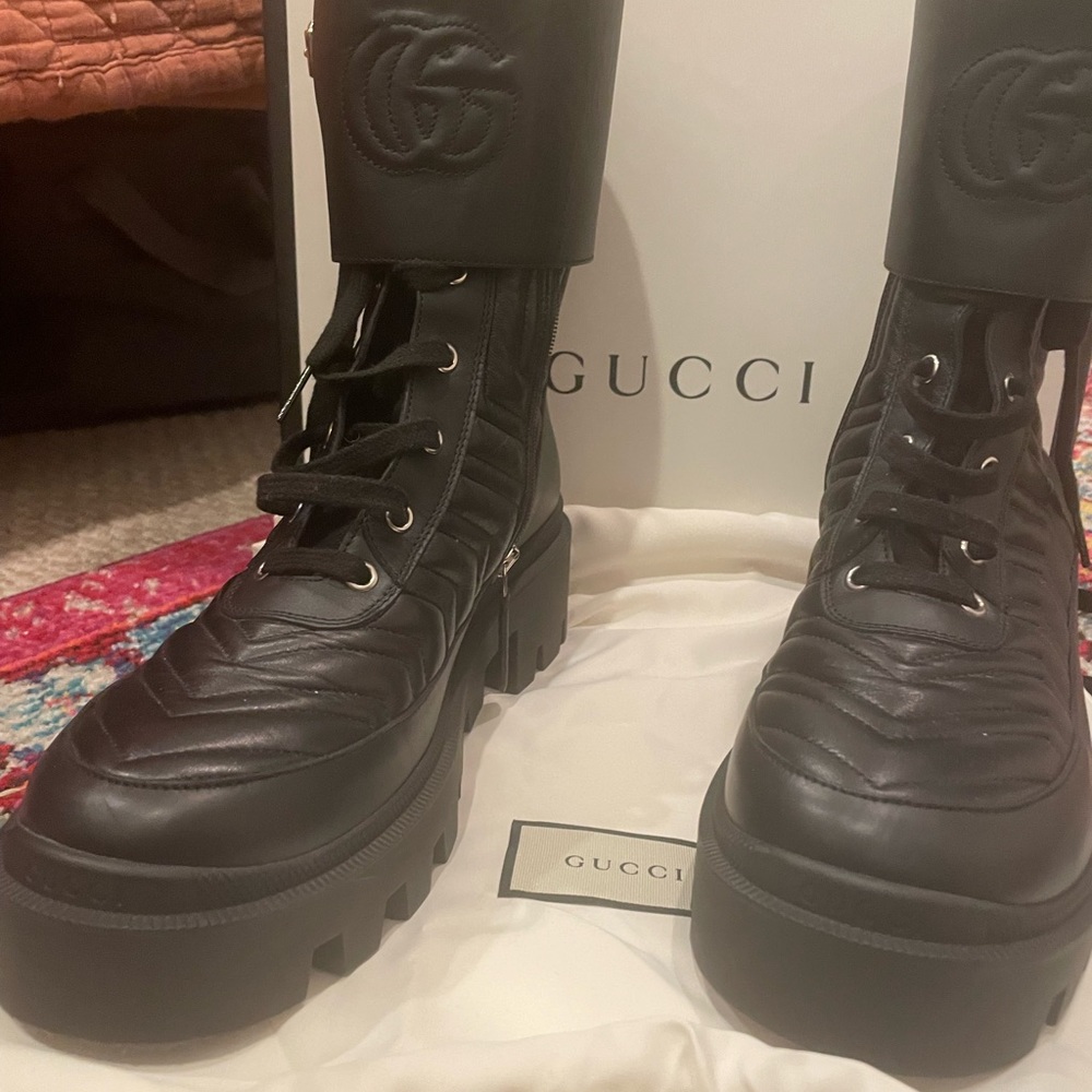 GUCCI FRANCES platform combat boot NEW - Picture 6 of 9